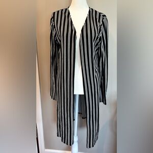 Olivia Rae Striped Long Line Open Front Cardigan Duster Size Large